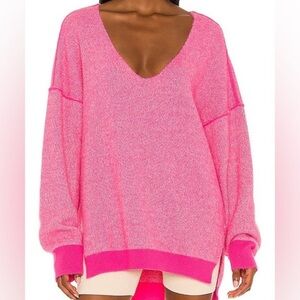 Free people oversized hot pink sweater